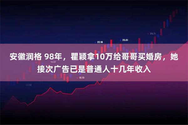 安徽润格 98年，瞿颖拿10万给哥哥买婚房，她接次广告已是普通人十几年收入